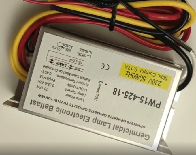 T5 2를 위한 24V DC 전자적 UVC 램프 밸러스트 살균기 18w 4 핀